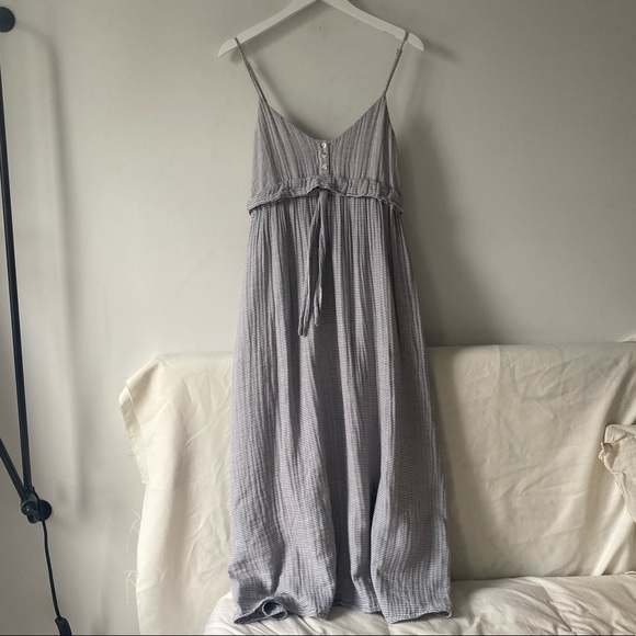 MARA HOFFMAN Gray Stripe Cotton Maxi Dress S - Picture 2 of 4
